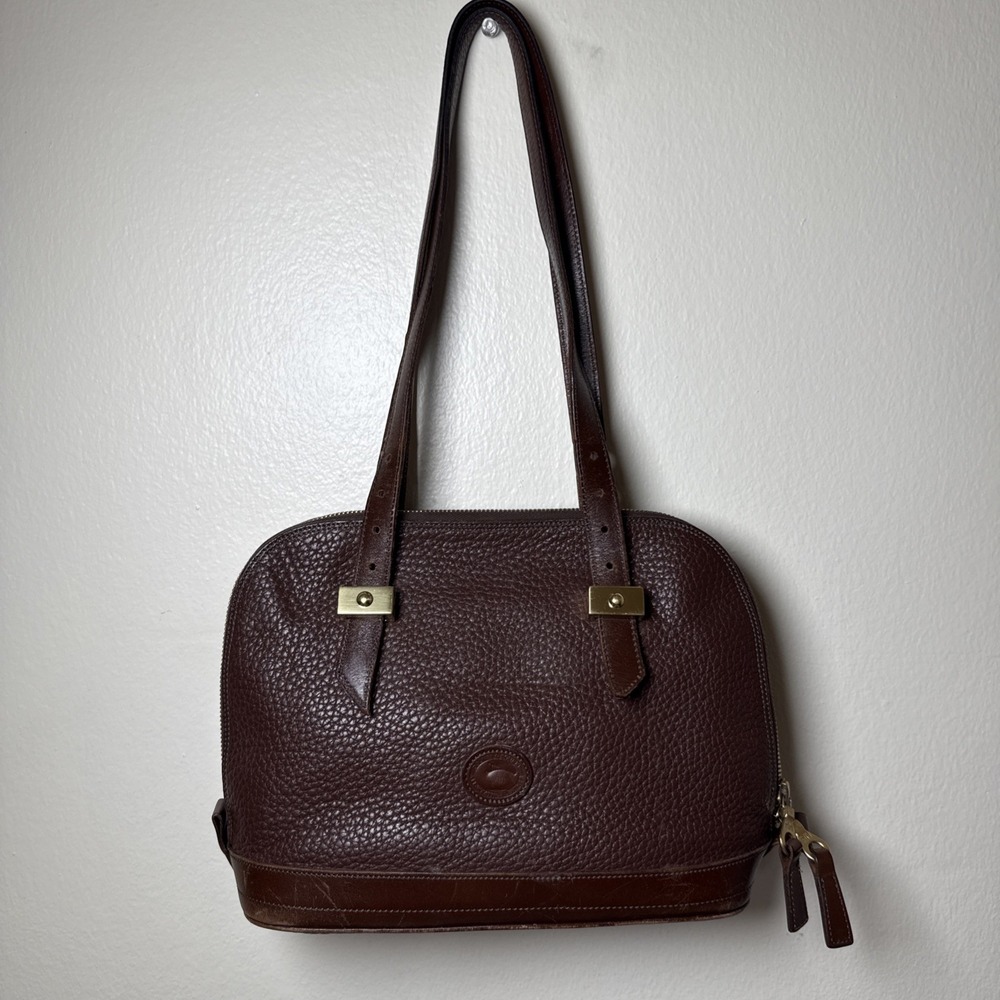 Vintage Dooney‎ & Bourke All-Weather Leather Purse Handbag Saddle Brown